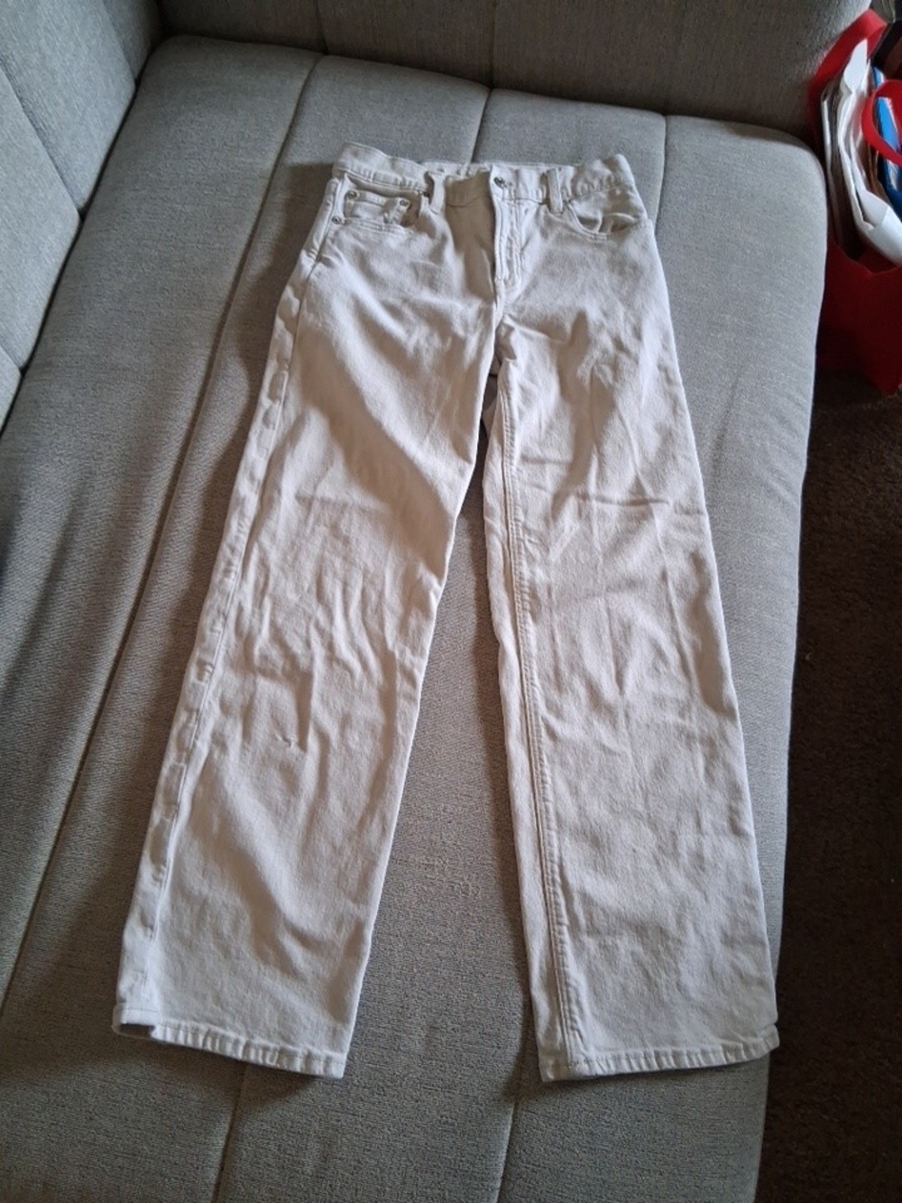 American Eagle Outfitters Cream Stretch Jeans Sz 0   26"     1a